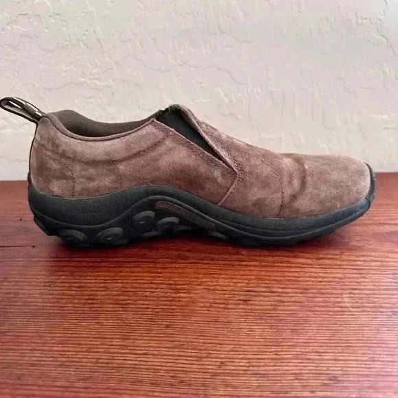 Merrell Jungle Moc Men's Slip On Shoes - Size 8 Lightly Used Brown Suede Leather - Picture 2 of 10